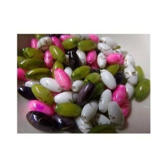 Mixed Color Drawbench Oval Acrylic Beads - Picture 1 of 2